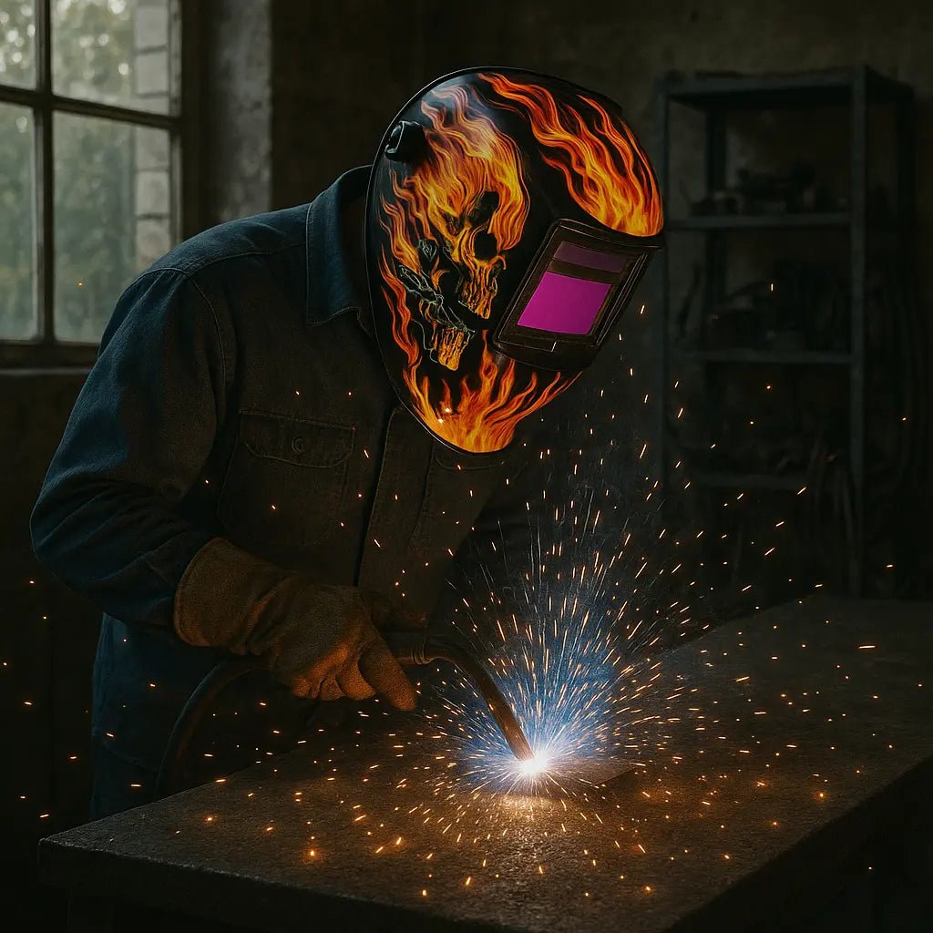 Lasscherm Automatisch – Lashelm met Vuurpatroon - Top-Tools.nl