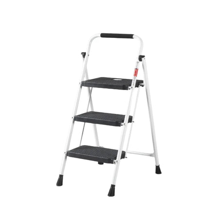 AVOID Huishoudtrap – Keukentrap Opstapkrukje – Inklapbare Trapladder – Wit – Veilig & Stabiel Avoid