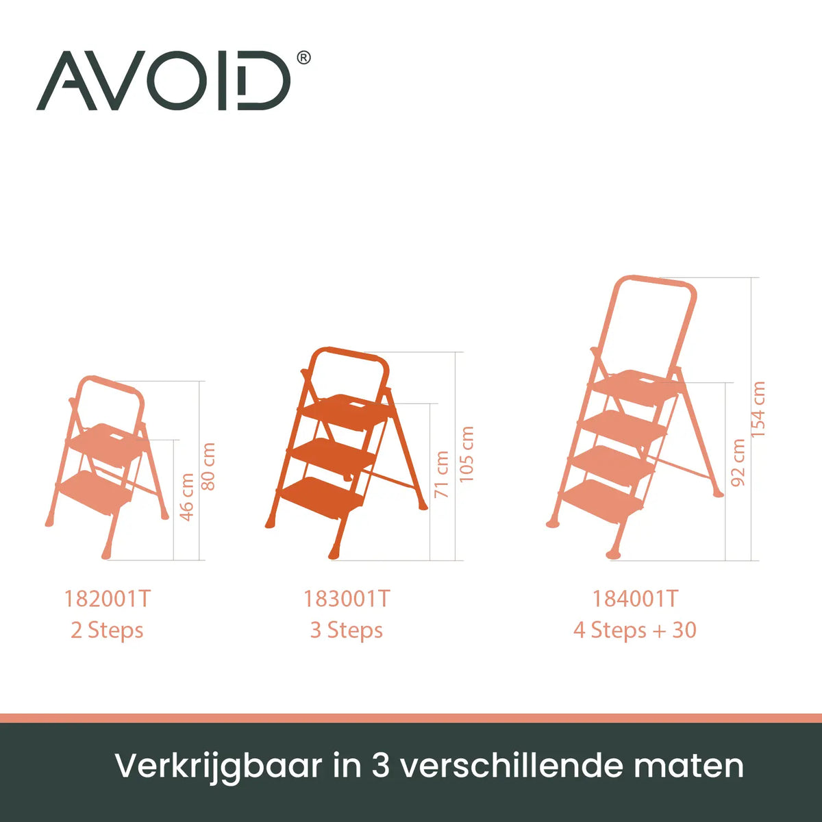 AVOID Huishoudtrap – Keukentrap Opstapkrukje – Inklapbare Trapladder – Wit – Veilig & Stabiel Avoid