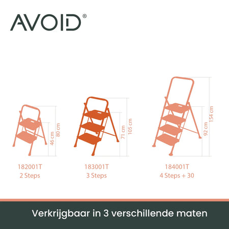 AVOID Huishoudtrap – Keukentrap Opstapkrukje – Inklapbare Trapladder – Wit – Veilig & Stabiel Avoid