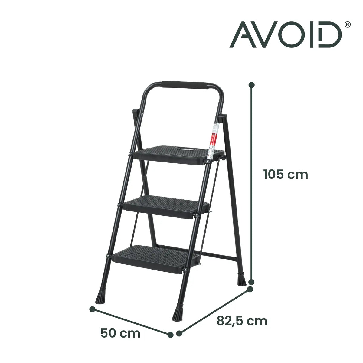 AVOID Huishoudtrap – Keukentrap Opstapkrukje – Inklapbare Trapladder – Zwart – Veilig & Stabiel Avoid