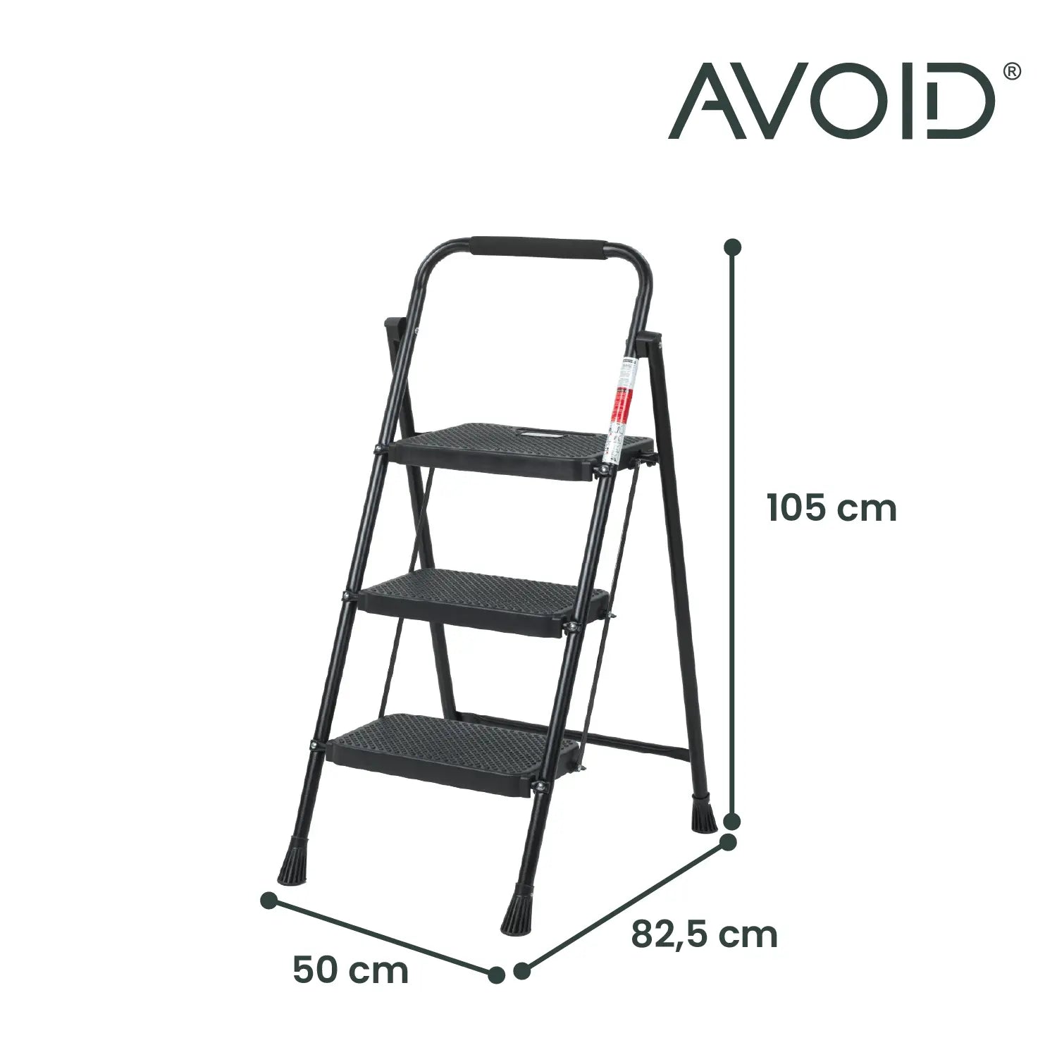 AVOID Huishoudtrap – Keukentrap Opstapkrukje – Inklapbare Trapladder – Zwart – Veilig & Stabiel Avoid