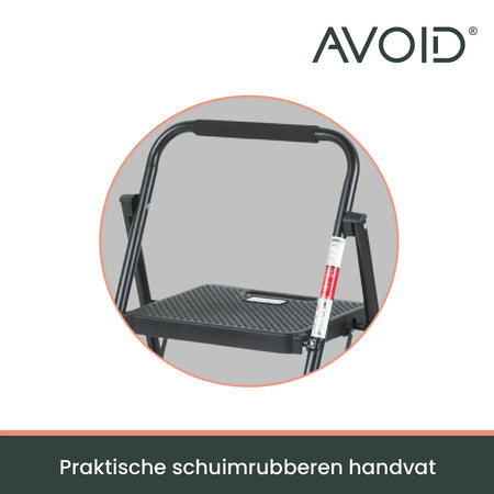 AVOID Huishoudtrap – Keukentrap Opstapkrukje – Inklapbare Trapladder – Zwart – Veilig & Stabiel Avoid