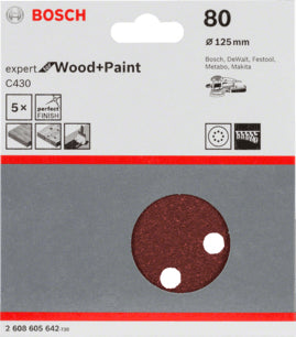 Bosch Sanding Pad C 430 D125Mm Wood Grit 80 5 Pcs.