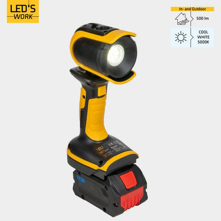 LED's Work 18V Accu werklamp incl Adapters voor elektrisch gereedschap - 5W 500lm 5000K - IP20 IK08 LED.nl