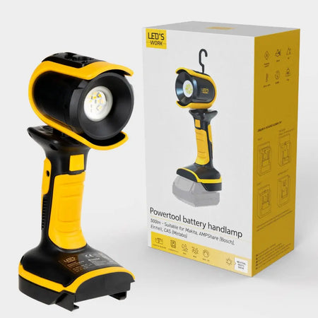 LED's Work 18V Accu werklamp incl Adapters voor elektrisch gereedschap - 5W 500lm 5000K - IP20 IK08 LED.nl
