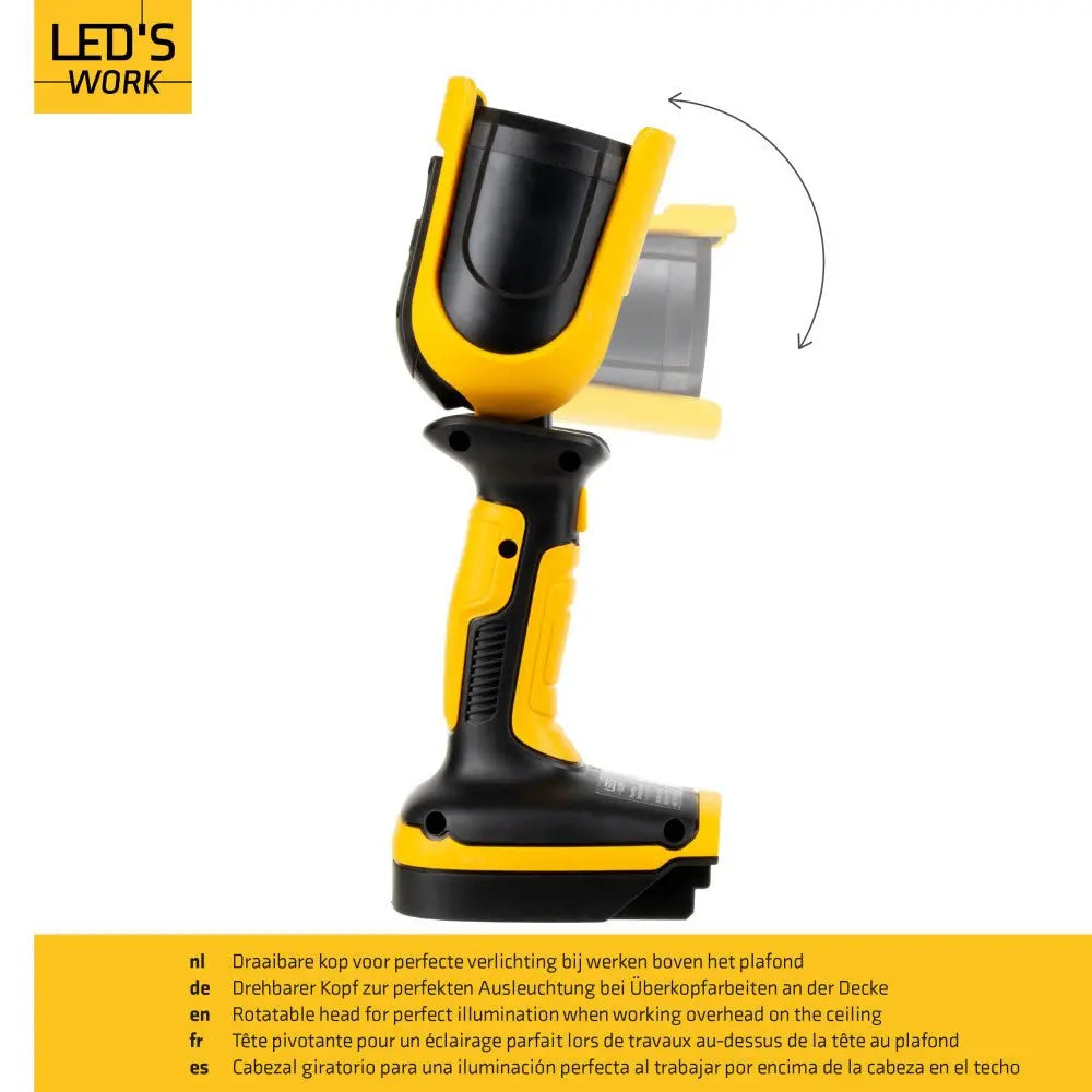 LED's Work 18V Accu werklamp incl Adapters voor elektrisch gereedschap - 5W 500lm 5000K - IP20 IK08 LED.nl