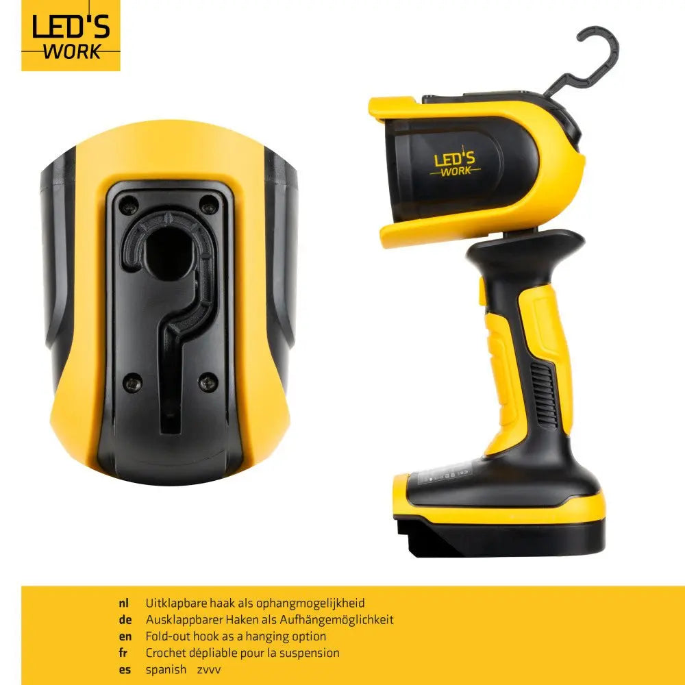 LED's Work 18V Accu werklamp incl Adapters voor elektrisch gereedschap - 5W 500lm 5000K - IP20 IK08 LED.nl
