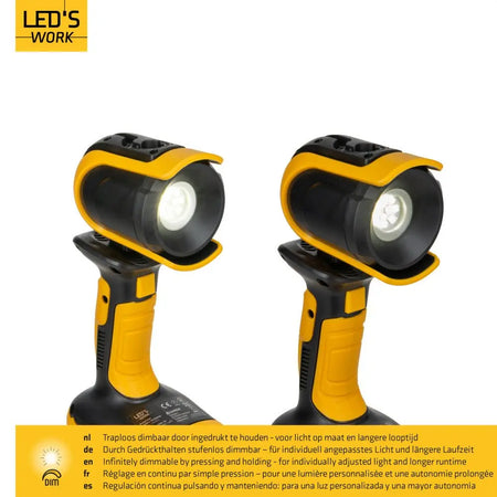 LED's Work 18V Accu werklamp incl Adapters voor elektrisch gereedschap - 5W 500lm 5000K - IP20 IK08 LED.nl