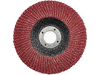 Rode lamellenschijf van 125 mm met een metalen middenstuk.