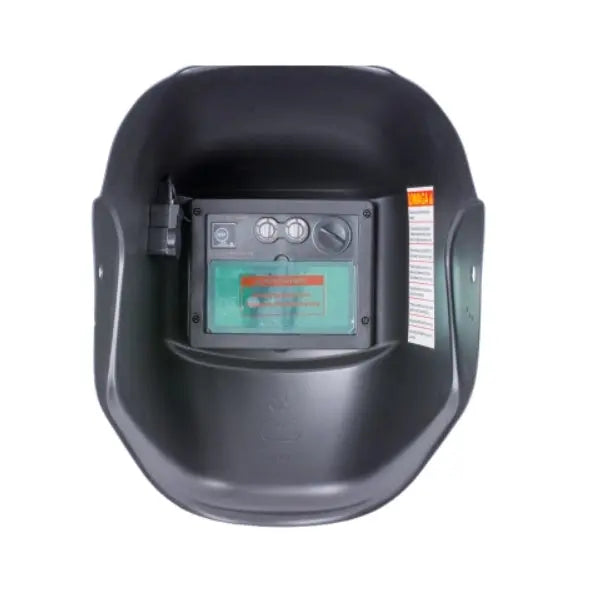 Zwarte automatische lashelm met verstelbare afmetingen en zelfverduisterend DIN 9-13 filter.