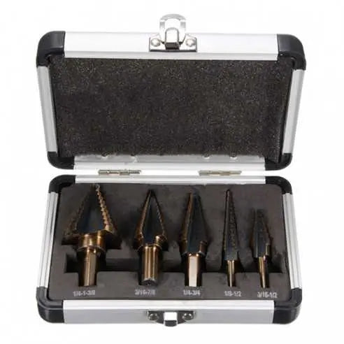 Titanium Coated Stappenboor Set 5-Delig - In Metalen koffer Top-Tools.nl