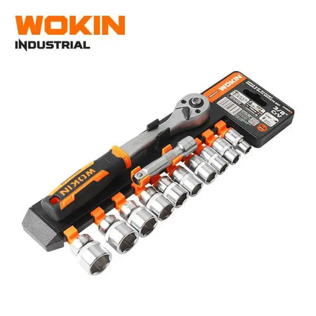 WOKIN 12-delig 3/8" dopsleutel set met ratel industrieel Top-Tools.nl