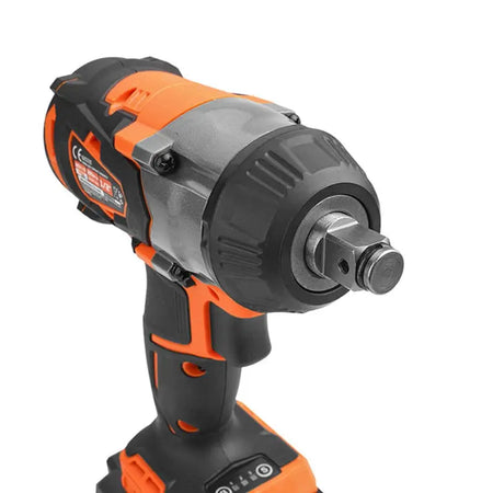Een zwarte en oranje Wokin slagmoersleutel met een 1/2" vierkante aandrijving.