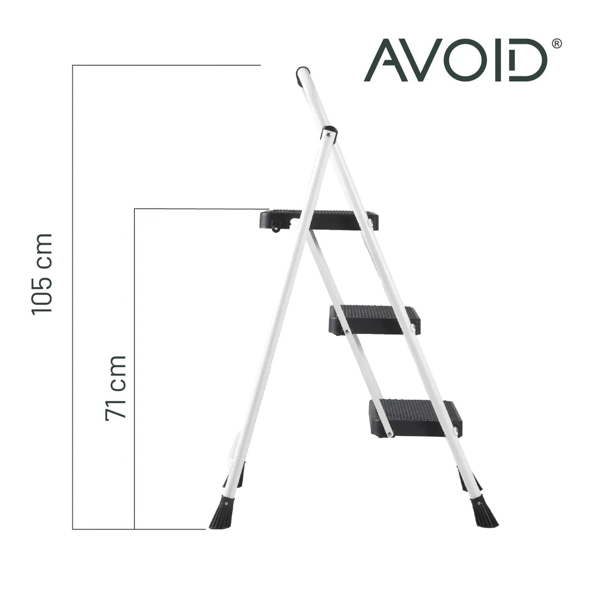 AVOID Huishoudtrap – Keukentrap Opstapkrukje – Inklapbare Trapladder – Wit – Veilig & Stabiel - Top - Tools.nl