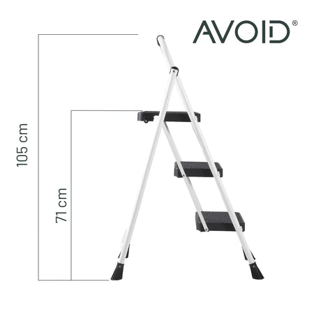 AVOID Huishoudtrap – Keukentrap Opstapkrukje – Inklapbare Trapladder – Wit – Veilig & Stabiel - Top - Tools.nl