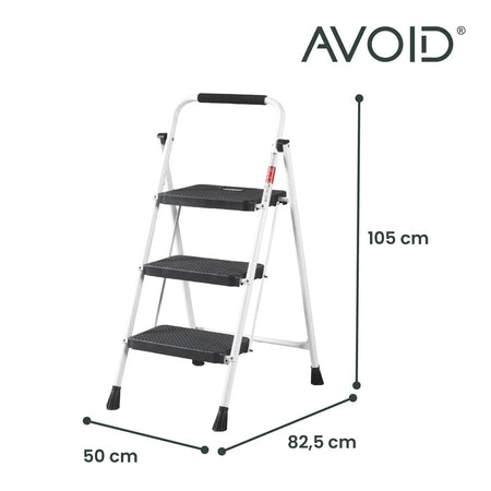 AVOID Huishoudtrap – Keukentrap Opstapkrukje – Inklapbare Trapladder – Wit – Veilig & Stabiel - Top - Tools.nl