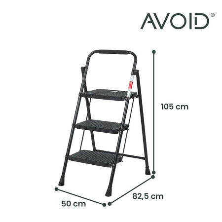 AVOID Huishoudtrap – Keukentrap Opstapkrukje – Inklapbare Trapladder – Zwart – Veilig & Stabiel - Top - Tools.nl