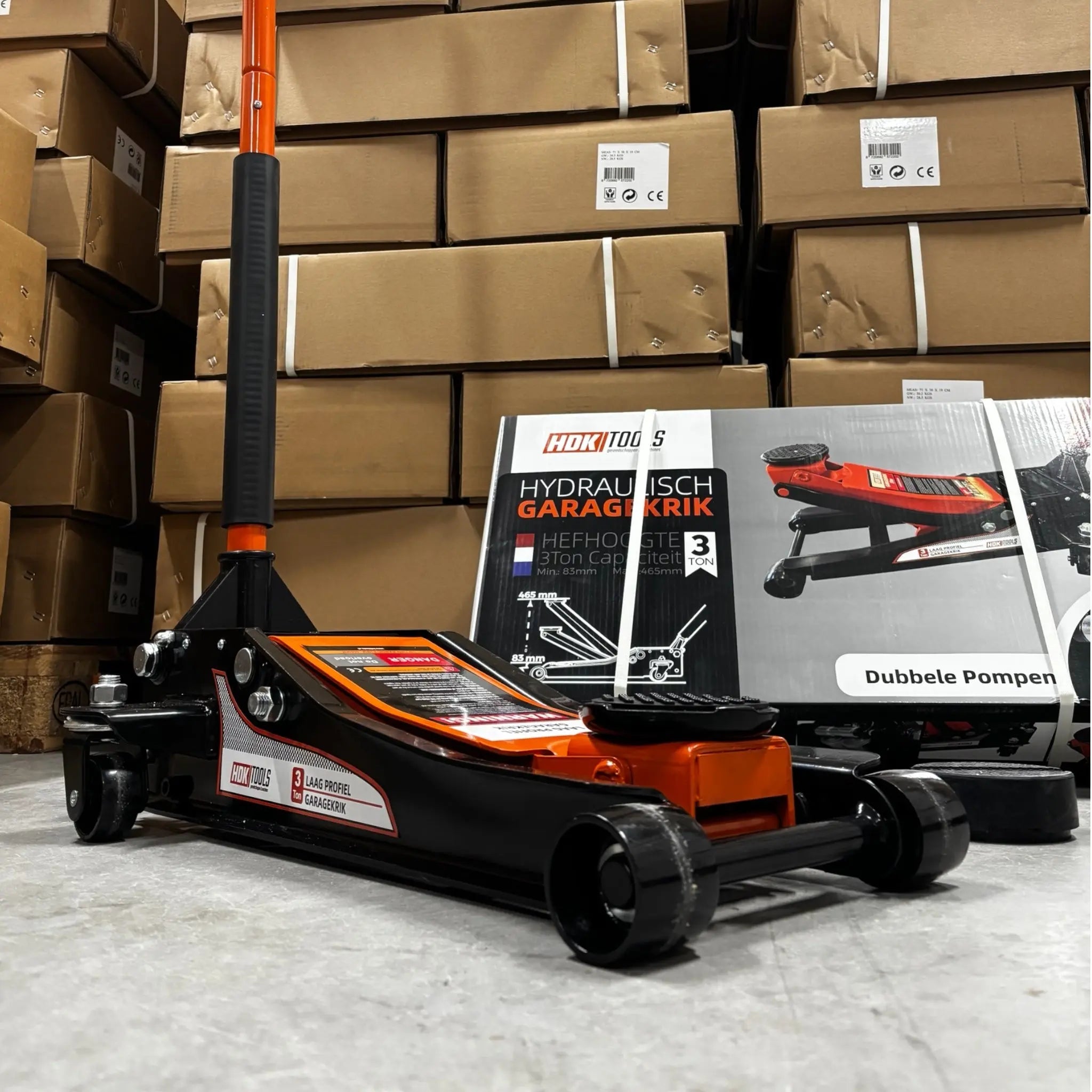 Garagekrik 3 ton extra laag | GRATIS PAD 40mm | 83mm - 505mm hoogte | dubbele plunjers | snelle hefboom - Top - Tools.nl