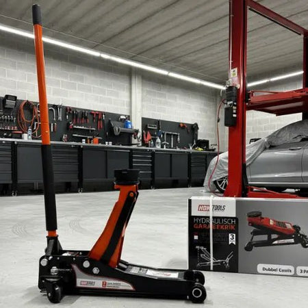 Garagekrik 3 ton extra laag | GRATIS PAD 40mm | 83mm - 505mm hoogte | dubbele plunjers | snelle hefboom - Top - Tools.nl