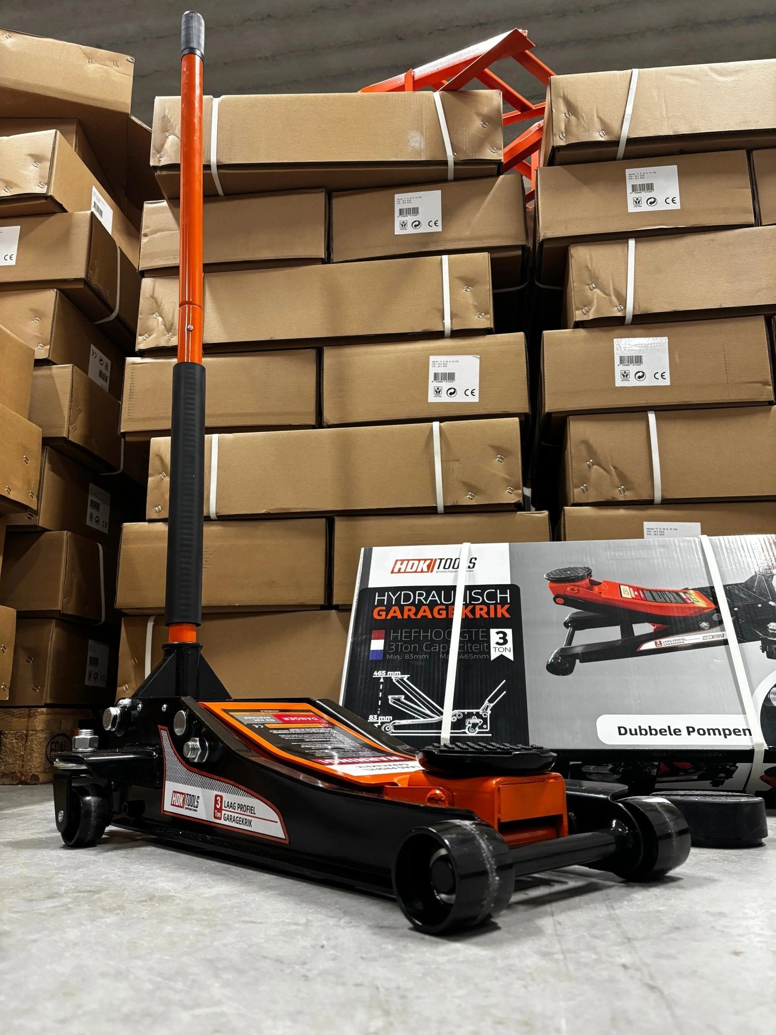 Garagekrik 3 ton extra laag | GRATIS PAD 40mm | 83mm - 505mm hoogte | dubbele plunjers | snelle hefboom - Top - Tools.nl