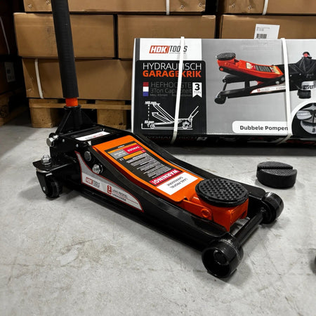 Garagekrik 3 ton extra laag | GRATIS PAD 40mm | 83mm - 505mm hoogte | dubbele plunjers | snelle hefboom - Top - Tools.nl