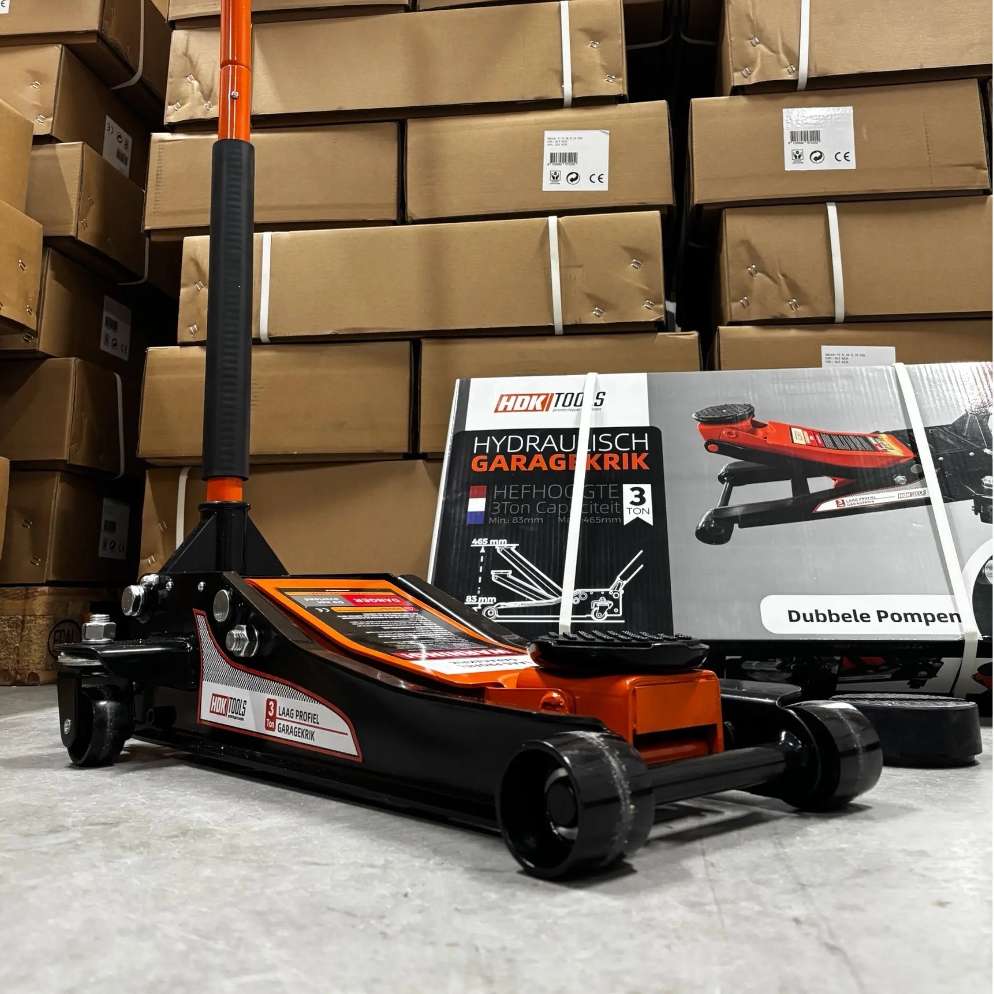 Garagekrik 3 ton extra laag | GRATIS PAD 40mm | 83mm - 505mm hoogte | dubbele plunjers | snelle hefboom - Top - Tools.nl
