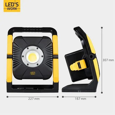 LED's Work 18V Acculamp Werklamp - Incl Adapters - LED Werklamp 5000lm – Klasse 3 • IP54 • IK08 • Dimbaar • Compatibel met Makita, Bosch, DeWalt & Metabo - Top - Tools.nl