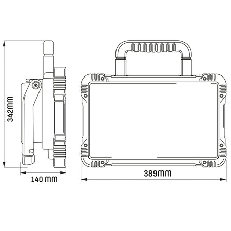 LED's Work Draadloze LED Bouwlamp 5200 - Werkt op accu's van Makita, Bosch, Dewalt, Milwaukee, Metabo – IP54 - Top - Tools.nl