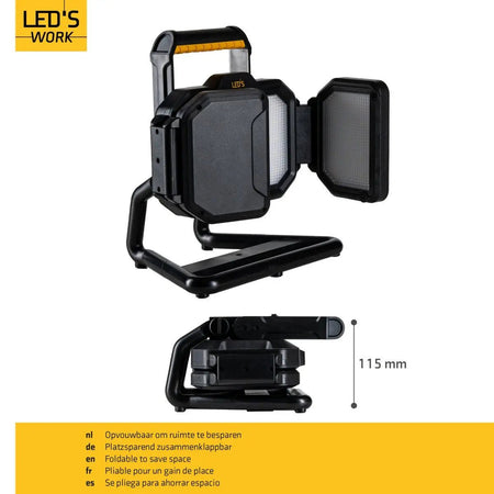 LED's Work LED Bouwlamp Werklamp Oplaadbaar 4000lm 30W Opvouwbaar & Compact - Top - Tools.nl