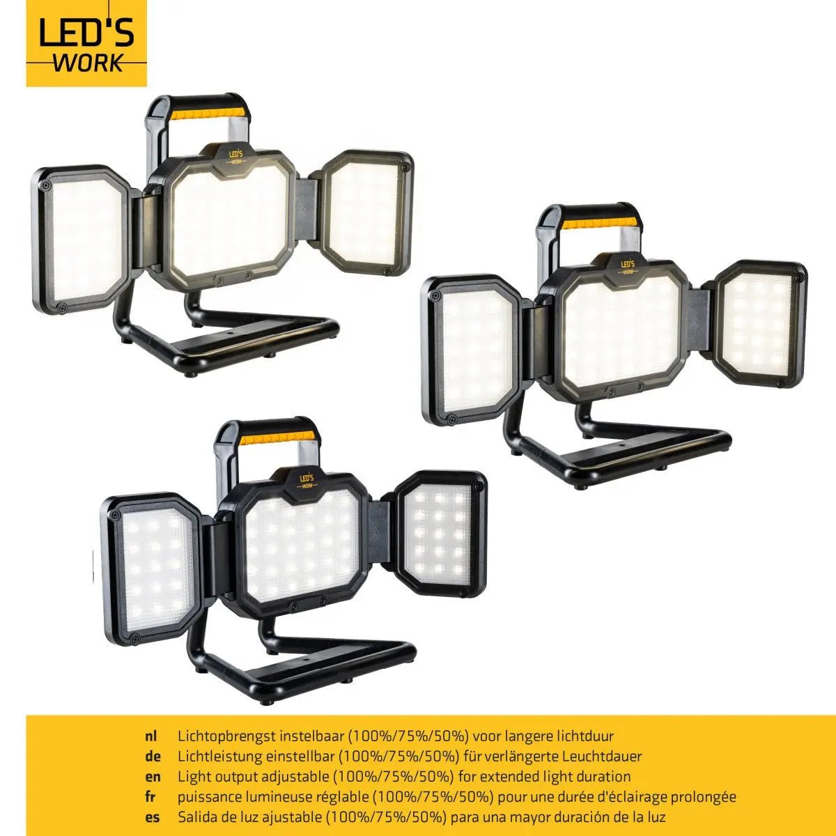 LED's Work LED Bouwlamp Werklamp Oplaadbaar 4000lm 30W Opvouwbaar & Compact - Top - Tools.nl