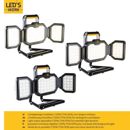 LED's Work LED Bouwlamp Werklamp Oplaadbaar 4000lm 30W Opvouwbaar & Compact - Top - Tools.nl