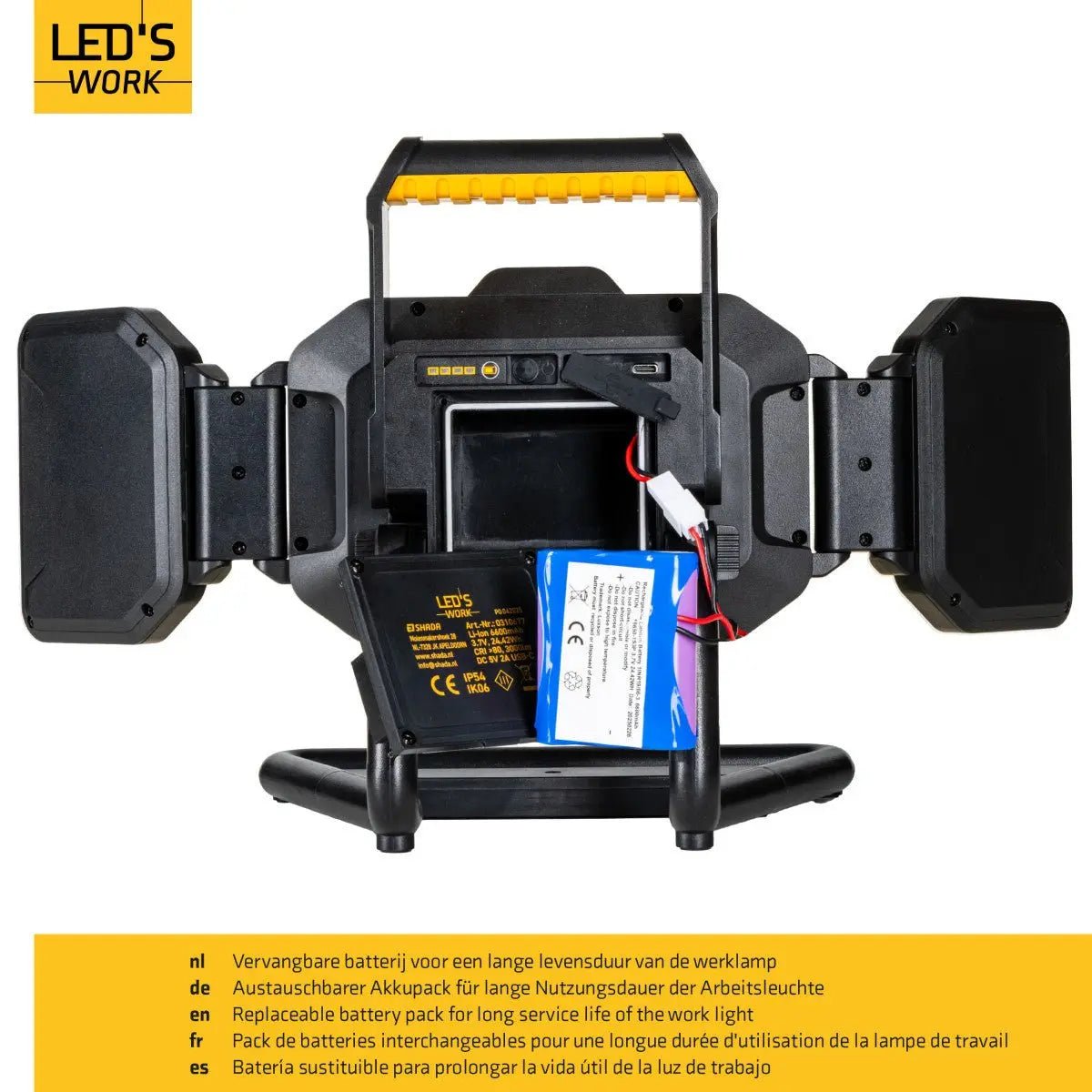 LED's Work LED Bouwlamp Werklamp Oplaadbaar 4000lm 30W Opvouwbaar & Compact - Top - Tools.nl