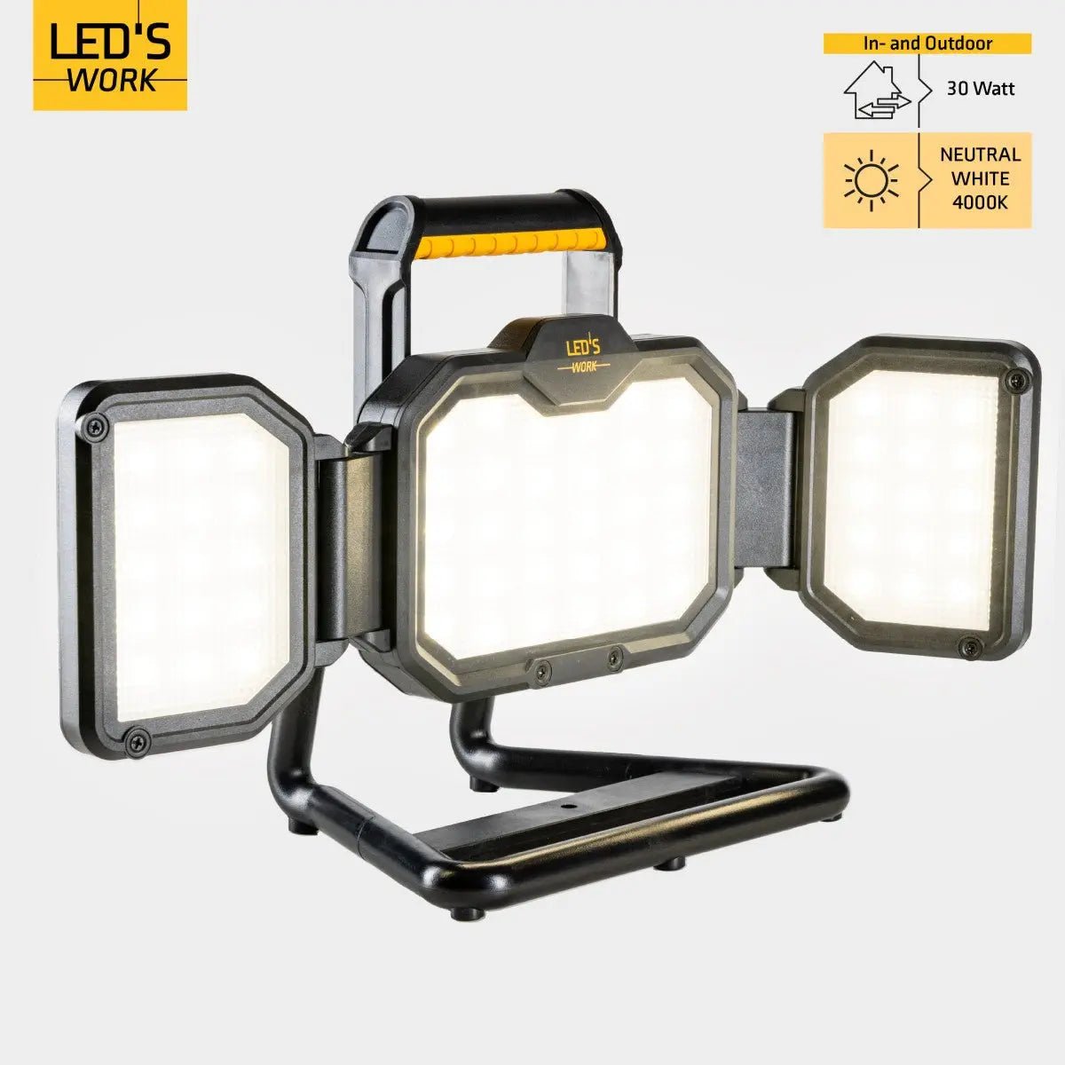 LED's Work LED Bouwlamp Werklamp Oplaadbaar 4000lm 30W Opvouwbaar & Compact - Top - Tools.nl