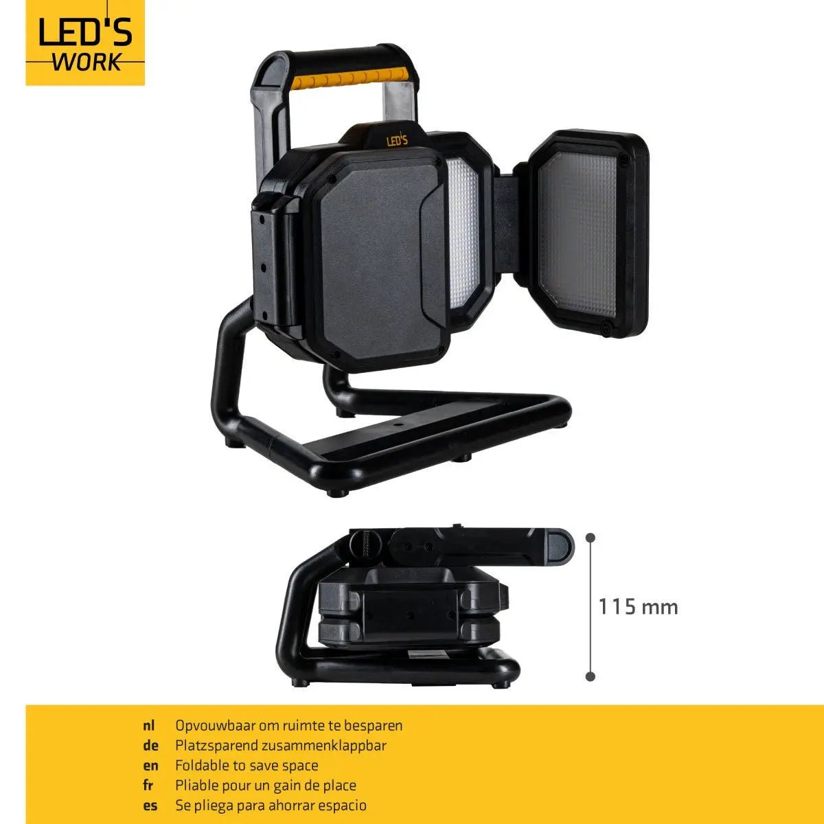 LED's Work LED Bouwlamp Werklamp Oplaadbaar 4000lm 30W Opvouwbaar & Compact - Top - Tools.nl