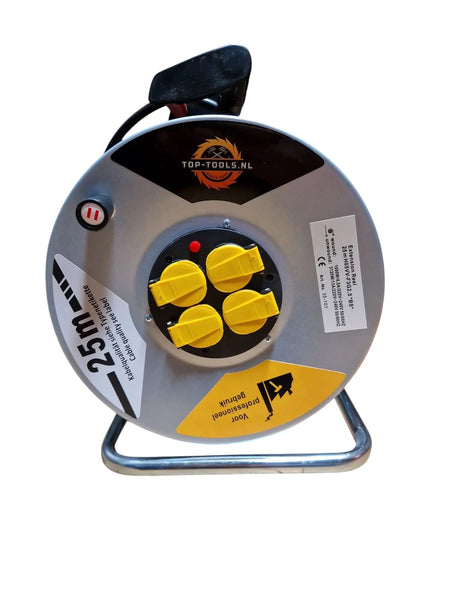 Verlengsnoer kabelhaspel 3x2.5mm² 4 stopcontacten met randaarde - Top - Tools.nl