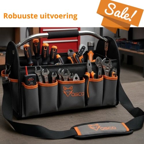 veel gereedschap opbergen in een tas 