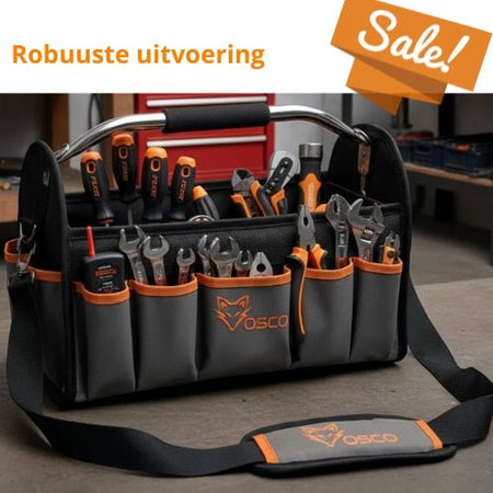 veel gereedschap opbergen in een tas 