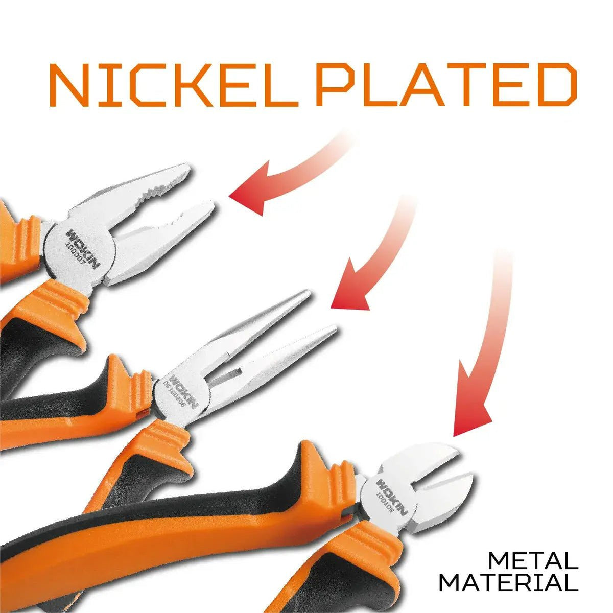 WOKIN 3 - Delige Tangenset – Combinatietang, Kniptang & Langbektang - Top - Tools.nl