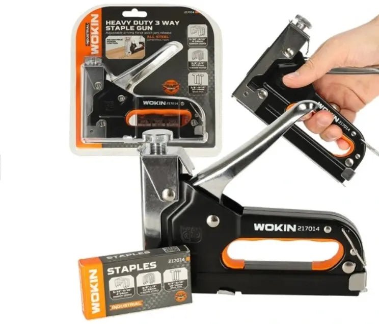 WOKIN Heavy Duty 3 - Way Stapler – Professional Multi - Type Nail Gun - Top - Tools.nl